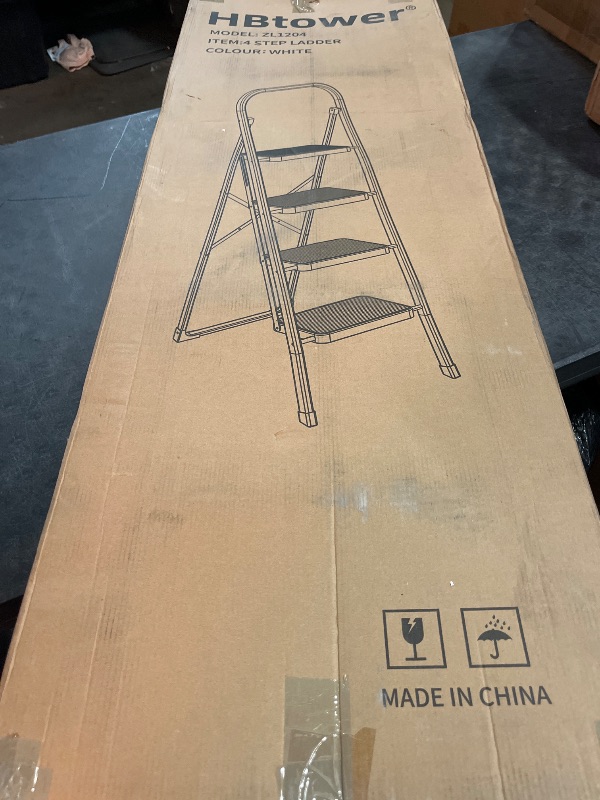 Photo 1 of HBTower Step Ladder Folding Step Stool for Adults with Anti-Slip Pedal,330 lbs Capacity for Kitchen, Home,White