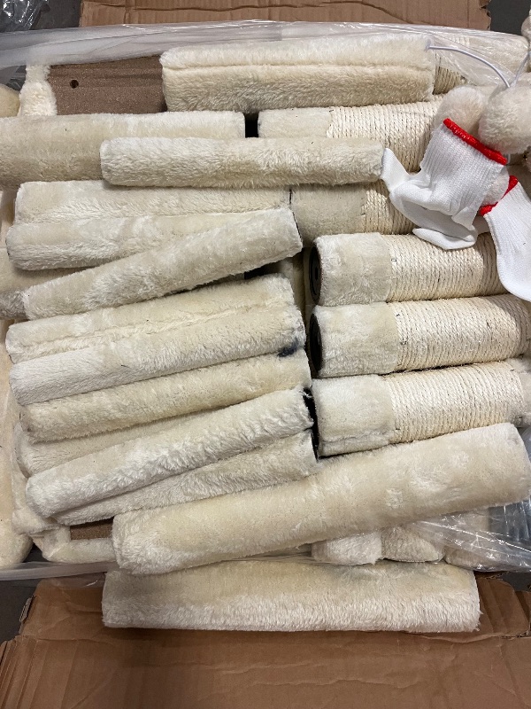 Photo 1 of Globlazer Corner Cat Tree for Large Cats, 66inch Tall Curved Series Large Cat Tower for Multiple Indoor Cats with 6 Scratching Posts, 2 Spacious Cat Condos, Hammock, Hanging Basket, C66, Beige