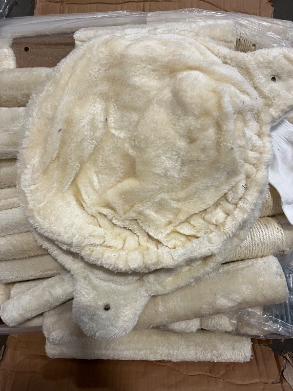 Photo 1 of Globlazer Corner Cat Tree for Large Cats, 66inch Tall Curved Series Large Cat Tower for Multiple Indoor Cats with 6 Scratching Posts, 2 Spacious Cat Condos, Hammock, Hanging Basket, C66, Beige