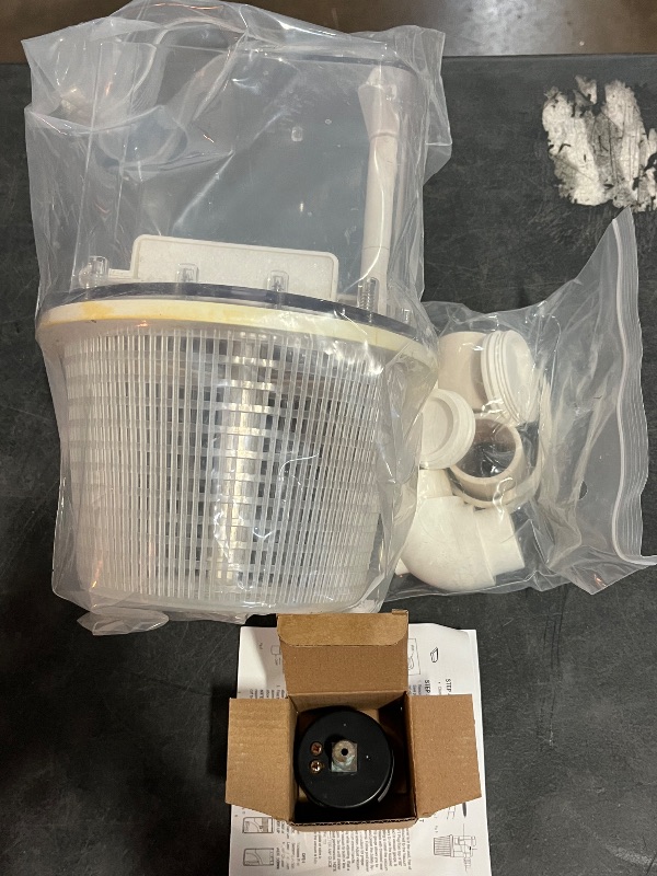 Photo 1 of R211100 Vac-Mate Pool Cleaner Dispenser Box – Multi-Function Vacuum Skimmer Attachment – Includes Basket, Pressure Gauge & Easy Install Kit