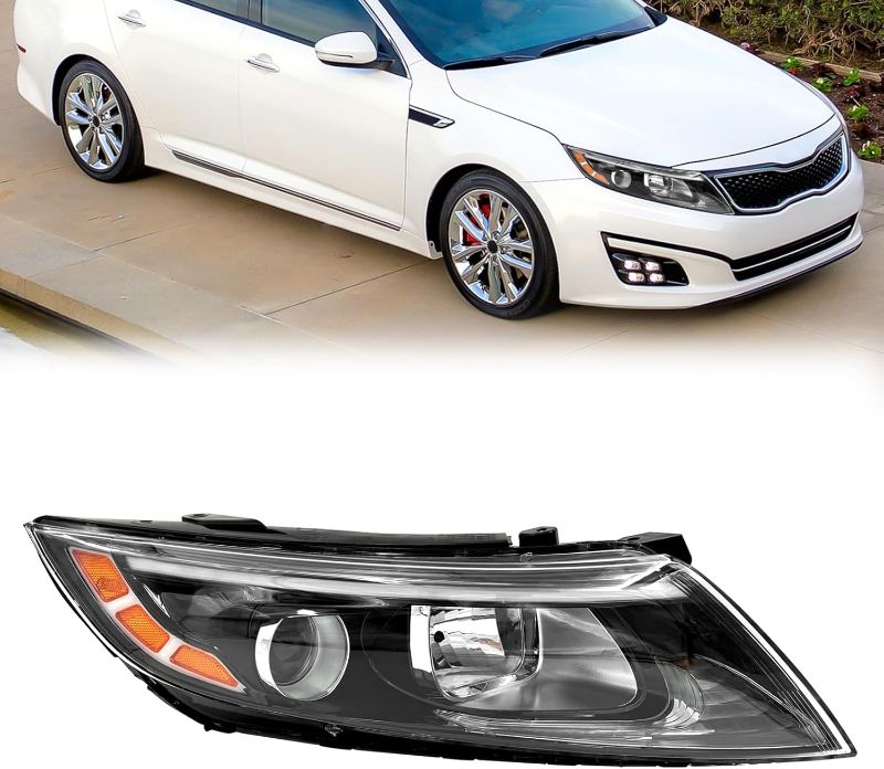 Photo 1 of Headlight Assembly Compatible with 2014 2015 Kia Optima Halogen Headlights Assembly w/Bulbs Replacement Headlamp 921024C500 with Connector Adapter (Right Passenger Side)
