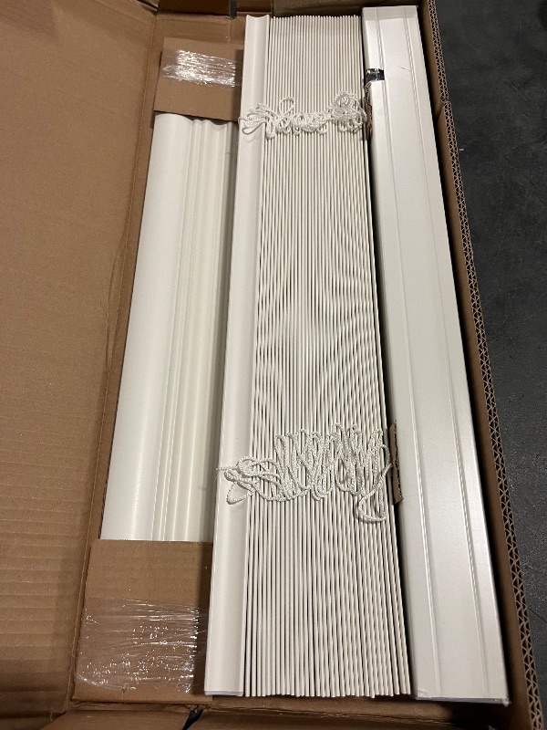 Photo 1 of Lotus & Windoware Cordless, 2 Inch Faux Wood Blind, 22" Wide x 60" Long, Window Blinds, Blinds & Shades, Blinds for Indoor Windows, Embossed, Bright White
