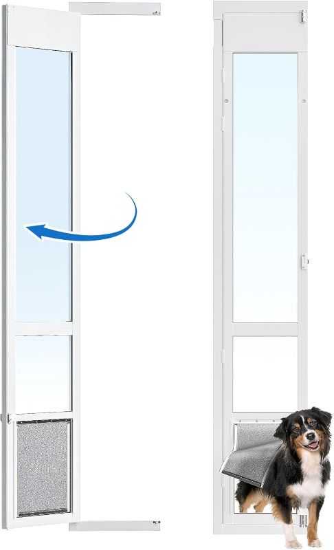 Photo 1 of Large Dog Door for Sliding Glass Door, Openable Doggy Door for Sliding Glass Doors, All-Metal Framed, Adjustable Height 91 7/16" to 96" - Large Tall