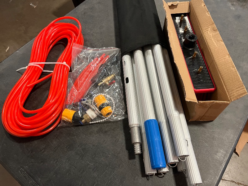 Photo 1 of 26ft Water Fed Pole Kit, Rotatable Solar Panel Water-fed Brush Brush & Squeegee, 2 Dusting Brushes, Telescoping Lightweight Pole, Window Washing Equipment, Glass Cleaner Tool for Roof Windows