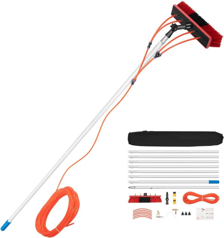 Photo 1 of 26ft Water Fed Pole Kit, Rotatable Solar Panel Water-fed Brush Brush & Squeegee, 2 Dusting Brushes, Telescoping Lightweight Pole, Window Washing Equipment, Glass Cleaner Tool for Roof Windows