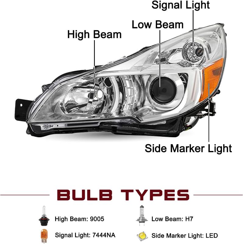 Photo 1 of JSBOYAT Headlight Assembly Replacement for 10-14 Subaru Legacy/Outback Corner Projector, Right Side