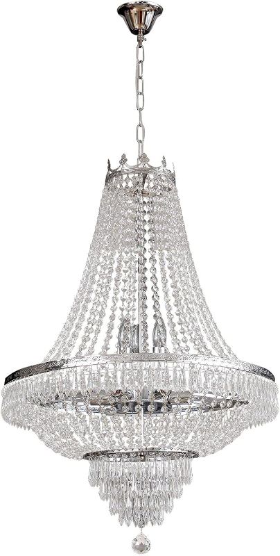 Photo 1 of Luxury Crystal Chandelier, French Empire Crystal Ceiling Chandelier LED Hanging Lighting Home Decor Lamp for Living Room Bedroom Foyer Gold/Silver