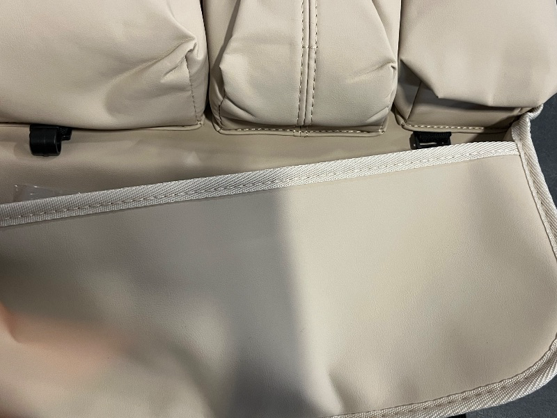 Photo 1 of Aiuwo Car Backseat Organizer with Tablet Holder,Backseat Car Organizer,Kick Mats Back Seat Protector with Touch Screen with Foldable Table for Kids Travel (Plain weave, Beige)
