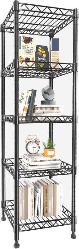 Photo 1 of GIOTORENT 5 Tier Standing Shelving Metal Units, Adjustable Height Wire Shelf Display Rack for Laundry Bathroom Kitchen 11"x17" (5-Tier, Black)
