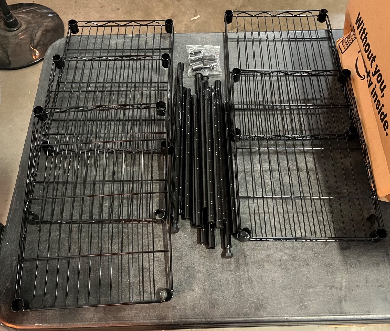 Photo 1 of GIOTORENT 5 Tier Standing Shelving Metal Units, Adjustable Height Wire Shelf Display Rack for Laundry Bathroom Kitchen 11"x17" (5-Tier, Black)
