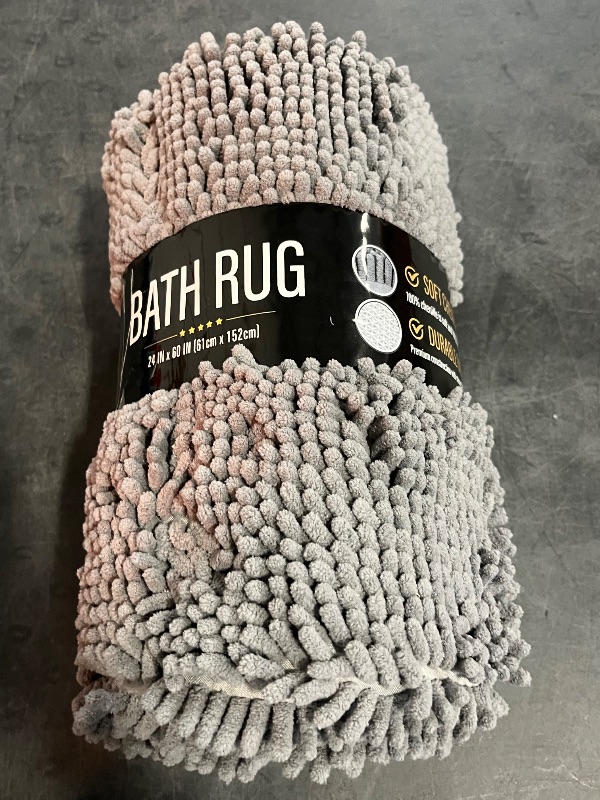 Photo 1 of GORILLA GRIP Bath Rug Mat 60x24, Thick Soft Absorbent Chenille, Quick Dry Microfiber Mats, Rubber Backing Washable Shower Floor Rugs, Bathmat Runner, US Designed Bathroom Home Decor Accessories Grey