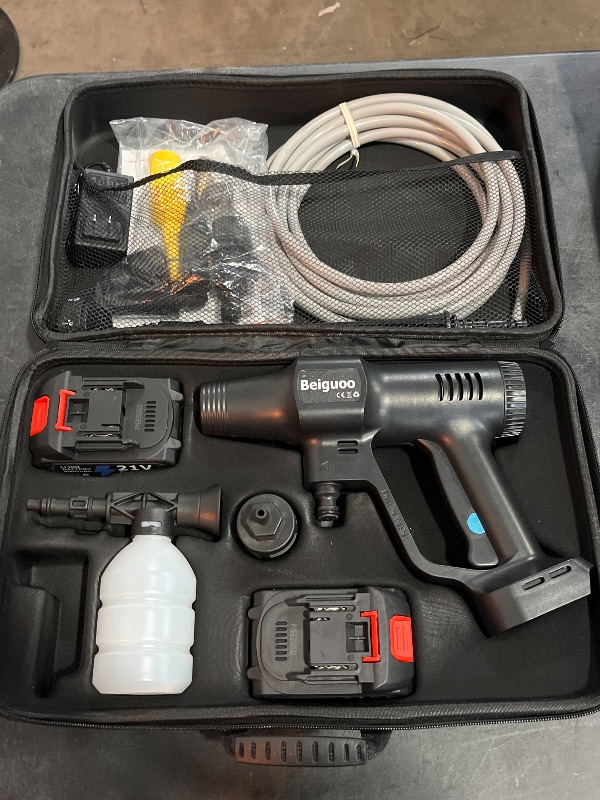 Photo 1 of 1450PSI Cordless Pressure Washer, 2 4000mAH Battery Operated Power Pressure, Portable High Pressure Washer, Cordless Power Washer Gun with 6-in-1 Nozzle for Car/Floor/Fence/Sidewalk