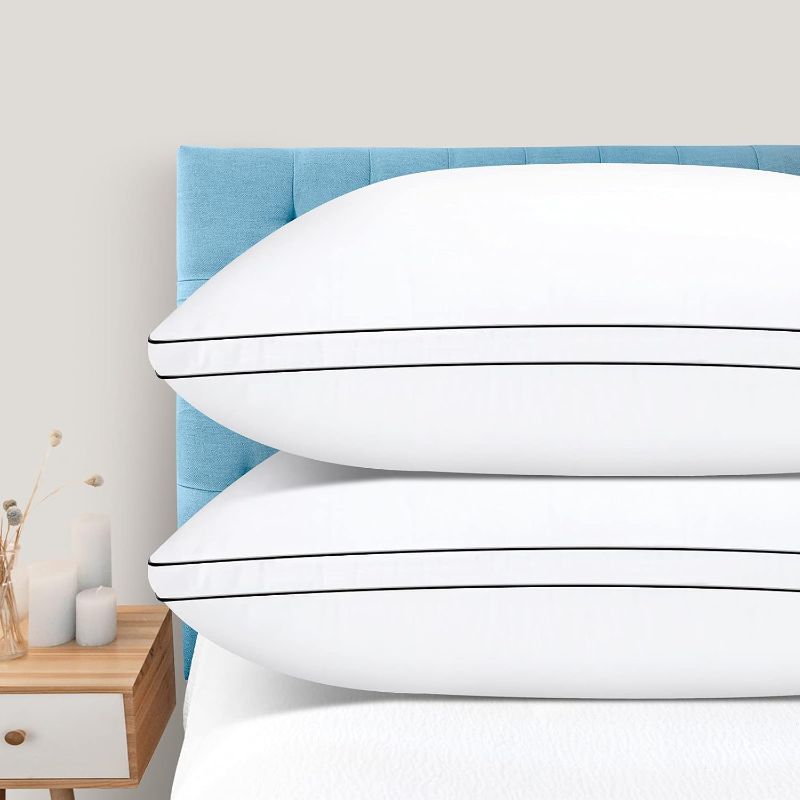 Photo 1 of DolceLuna Pillows King Size Set of 2, Bed Pillow 2 Pack for Side & Back Sleepers, Hotel Quality Down Alternative Gusseted King Pillow for Sleeping, Soft and Supportive, White