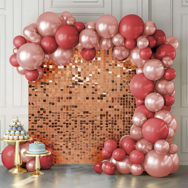 Photo 1 of *Different Color** Shimmer Wall Backdrop Wall Panels 24Pcs Square Sequin Shimmer Wall Backdrop Decoration for Birthday Party,Wedding, Anniversary
