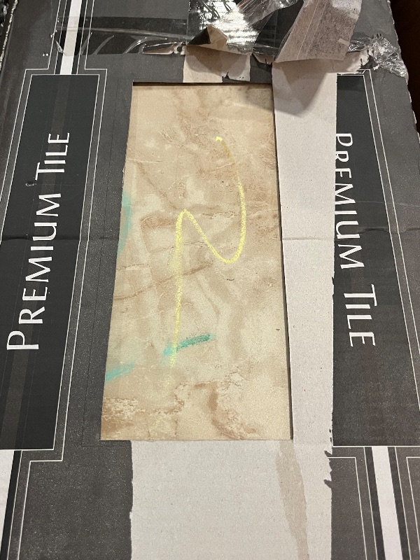 Photo 1 of Marks on First Tile** Tenedos Chantilly 12x24 Beige Cream Porcelain Tile – 1 Piece for Floor, Wall, Kitchen Backsplash, Bathroom Shower, and Fireplace, Durable Modern Design
