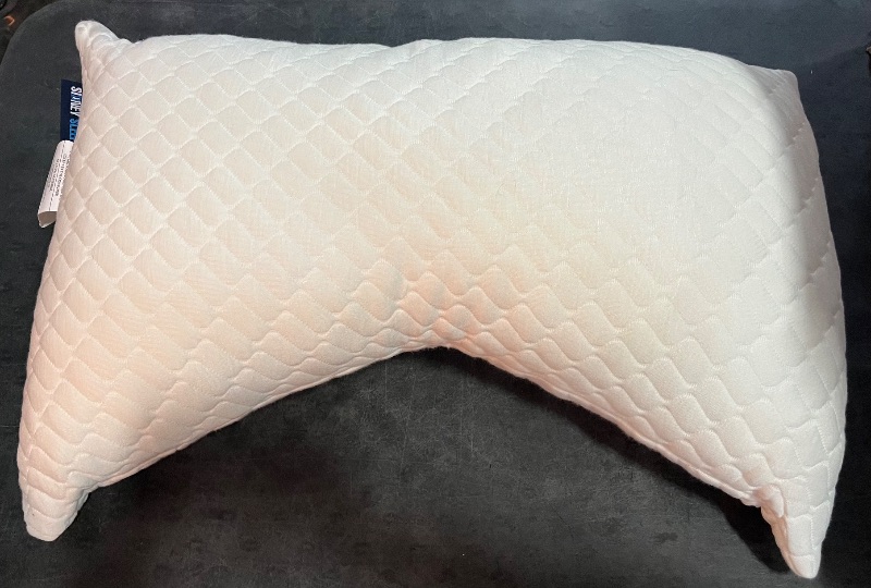 Photo 1 of Sidney Sleep Adjustable Curved Contour Fill Pillow – Queen Size – for Side and Back Sleepers – Neck & Shoulder Comfort Support – Extra Fill Included (White)
