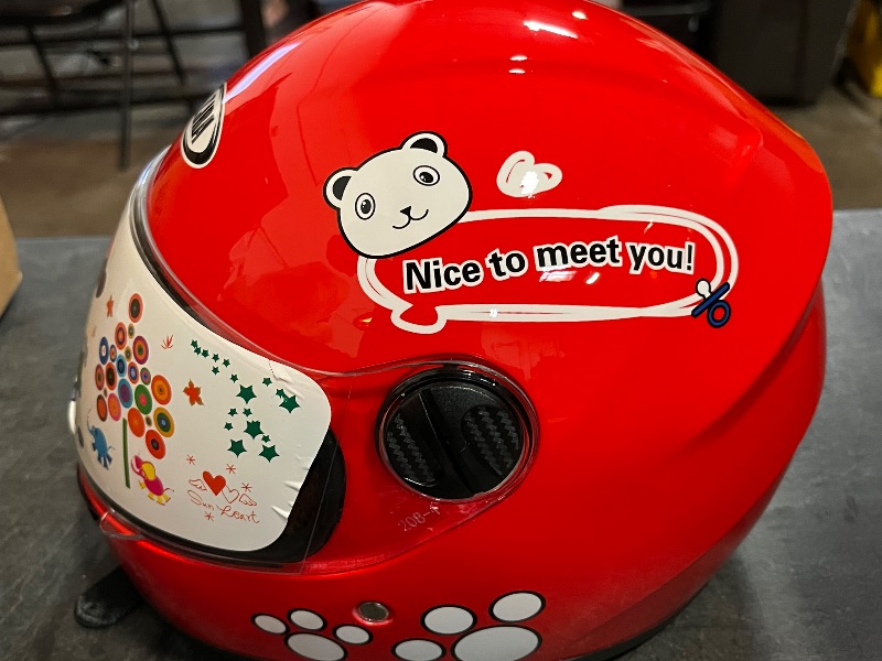 Photo 1 of Kids Motorcycle Helmet with Panda Design and Racing Gloves Set, DOT Certification
