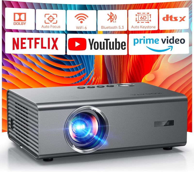 Photo 1 of 4K Projector with Built-in Apps, 1200ANSI Auto Focus&6D Keystone Dolby Audio Kogata Smart Projector with WiFi 6 Bluetooth Outdoor Movie Proyector for Home Theater HDR10+ UPGRADE