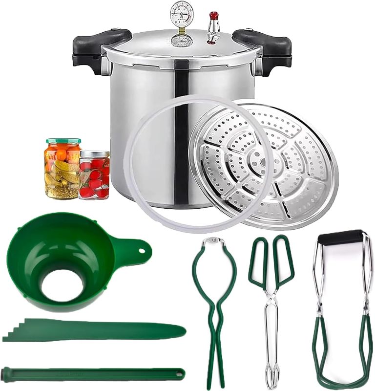 Photo 1 of 25 Quart Pressure Canner Cooker & pressure canners for canning & water bath canner | Pressure Gauge & Pressure Regulator | Induction Compatible & Pressure release 13 PSI (+/- 5%)