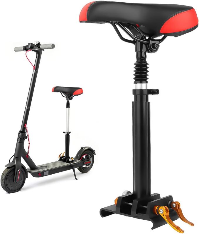 View 1 of Adjustable Electric Scooter Seat for Adults – Fits 5.5"-6.2" Wide Curved-Edge Scooters, Ergonomic PU Cushion, Sturdy Aluminum Rod, Tool-Free Installation, Height Adjustable, Durable & Comfortable