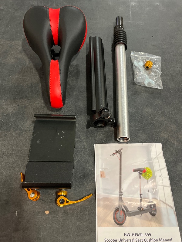 View 2 of Adjustable Electric Scooter Seat for Adults – Fits 5.5"-6.2" Wide Curved-Edge Scooters, Ergonomic PU Cushion, Sturdy Aluminum Rod, Tool-Free Installation, Height Adjustable, Durable & Comfortable