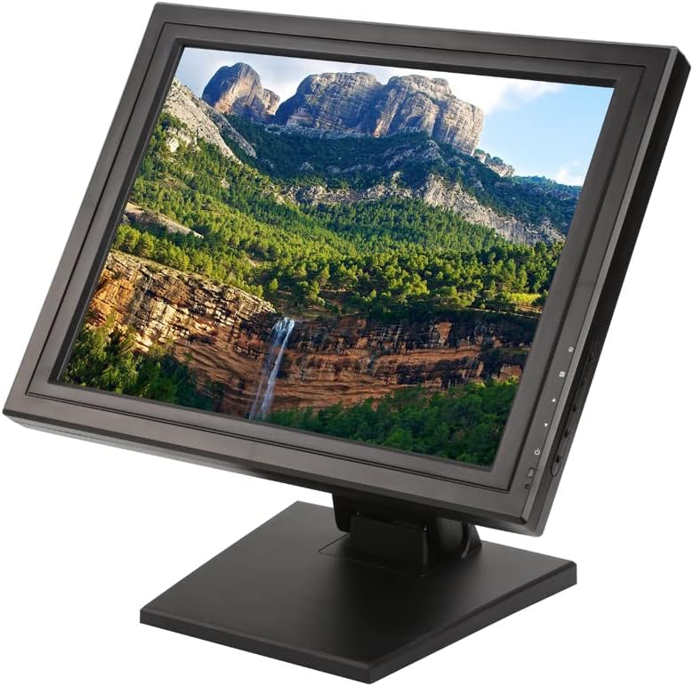 Photo 1 of 17" Touch Screen Monitor POS Touchscreen Monitor LED Display Built in Speaker with Adjustable LCD VGA POS Stand True Flat Seamless Design for Retail Restaurant Bar Pub Kiosk Warehouse

