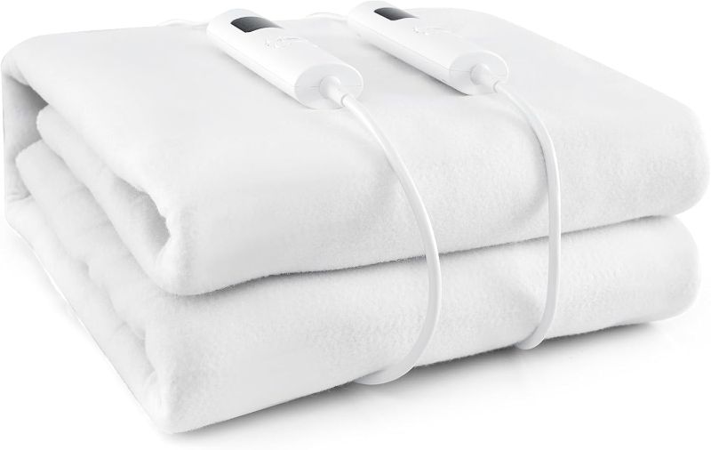 Photo 1 of Heated Mattress Pad Full, Machine Washable Electric Mattress Pad w/Dual Controller, 9 Heat Settings & 9H Auto Shut-Off, Overheat Protection, Fit Up to 10”, Bed Warmer, 75” x 54”, White

