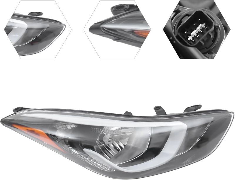 Photo 1 of Halogen Headlights Fit For 2014-2016 Hyundai Elantra Projector Headlamps Assembly Front Headlight, 921013Y500 92102-3Y500, HY250218 HY2503187 (Passenger Side)
