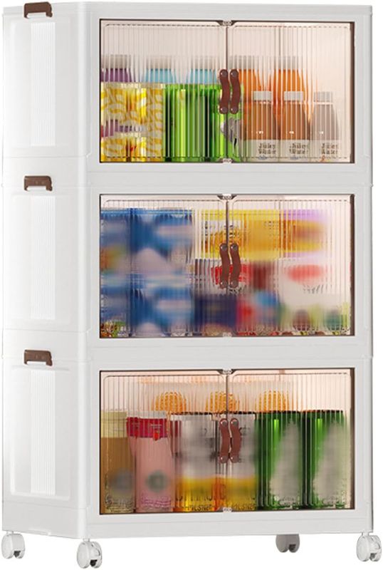 Photo 1 of Foldable Stackable Plastic Storage Cabinet, Made of Plastic, Sturdy and Long Lasting, Suitable for Clothes (4 Layers)