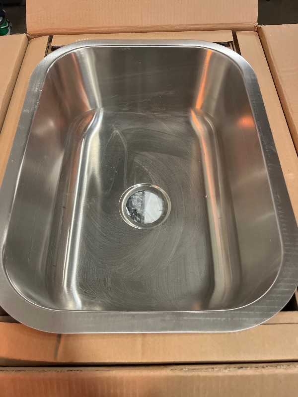 Photo 1 of 23 in. Undermount Single Bowl 18-Gauge Stainless Steel Kitchen Sink with Strainer
