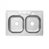 Photo 1 of 33 in. Drop-In 50/50 Double Bowl 20 Gauge Stainless Steel Kitchen Sink
