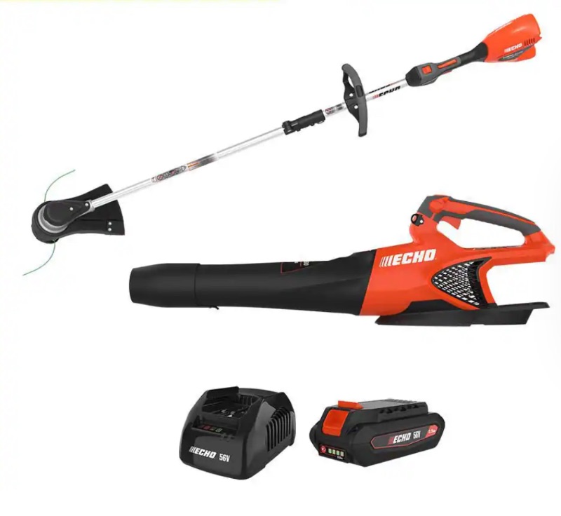 Photo 1 of 56V Cordless Battery 16 in. String Trimmer and 151 MPH 526 CFM Blower Combo Kit w/ 2.5Ah Battery and Charger (2-Tool)
