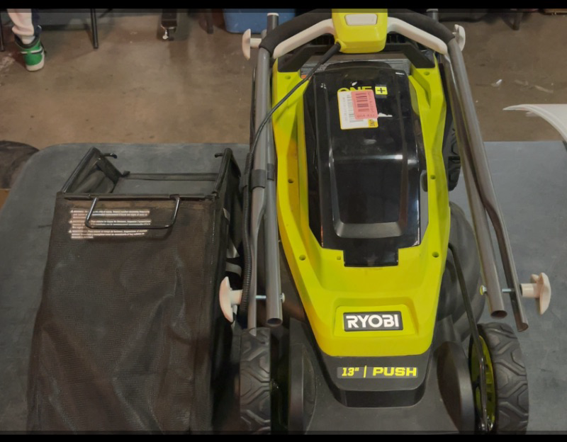 Photo 1 of 18V One+ 13 Inch Cordless Battery Walk Behind Push Lawn Mower Kit with 4.0 Ah Battery and Charger