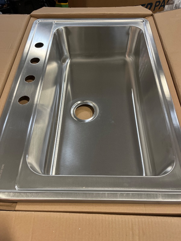 Photo 1 of 33 in. Drop-In Single Bowl 20 Gauge Stainless Steel Kitchen Sink
