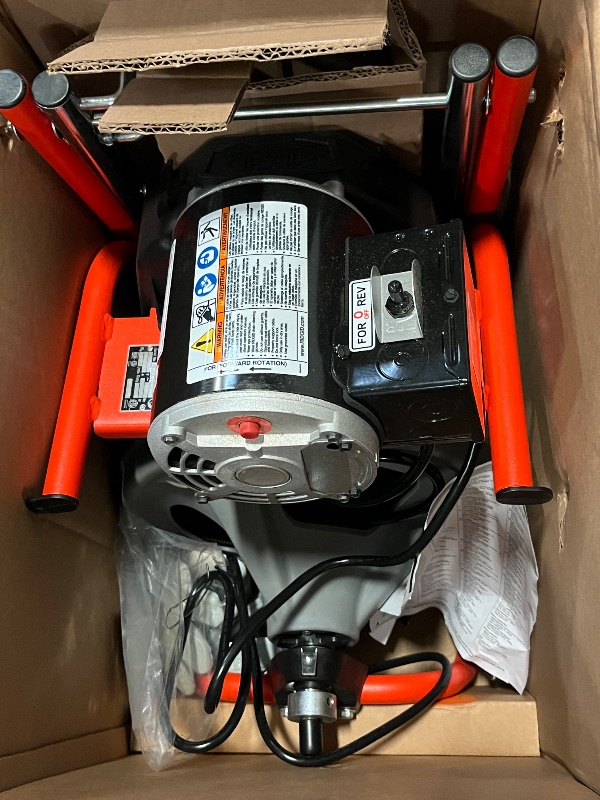 Photo 1 of RIDGID 26998 Model K-400 Drain Cleaning 120-Volt Drum Machine Kit with C-45IW 1/2" x 75' Cable, White, Black, Red
