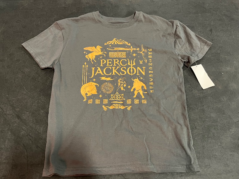 Photo 1 of (M) Boys' Percy Jackson Short Sleeve Oversized Graphic T-Shirt - Gray M