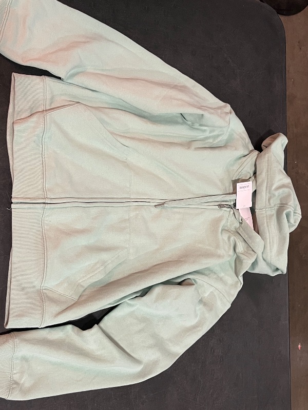View 2 of (S) Women's Fleece Zip-up Sweatshirt - Auden™ Light Green S: Heavyweight Hooded, Front Pocket