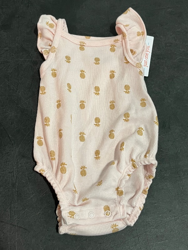 Photo 1 of (3M) Carter's Just One You® Baby Girls' Pineapple Textured Romper - Pink 3M: Flutter Sleeve, Snap Closure
