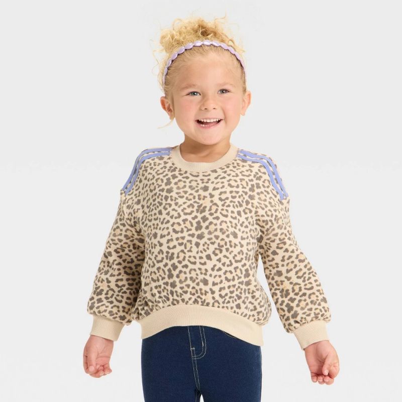 Photo 1 of (4T) Grayson Mini Toddler Girls' Leopard Printed French Terry Crew Sweatshirt - 4T