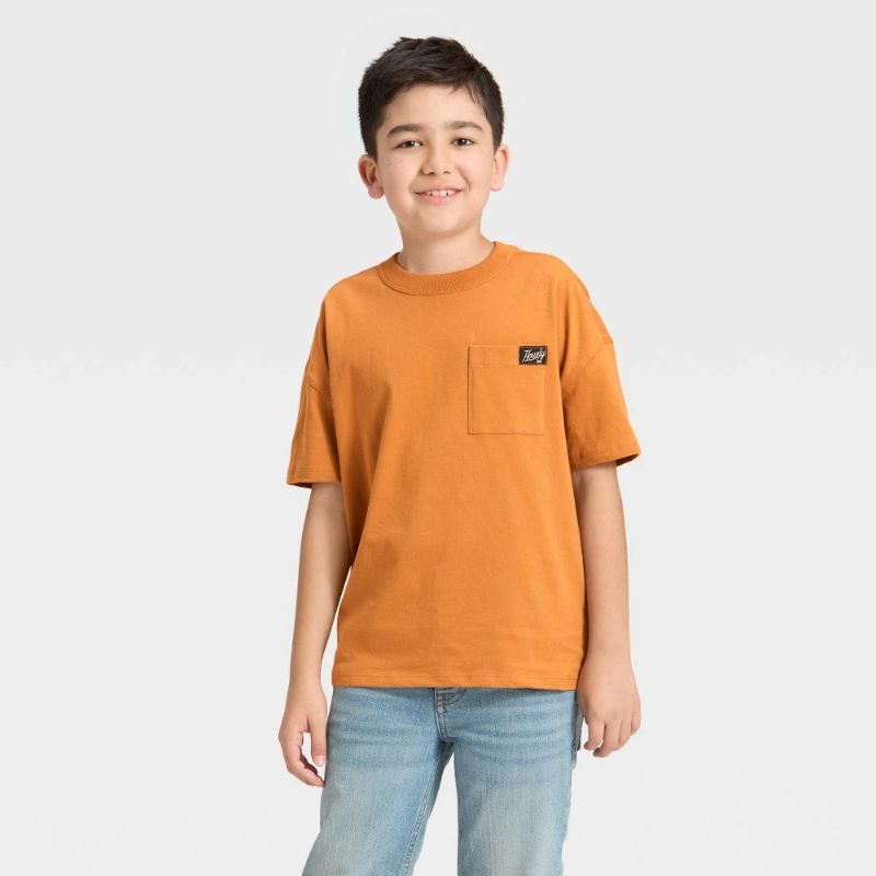 View 1 of (XS) Boys' Short Sleeve Oversized Fit T-Shirt - Cat & Jack™ Ginger XS