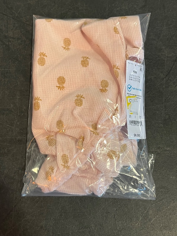 Photo 1 of (6M) Carter's Just One You® Baby Girls' Pineapple Textured Romper - Pink 6M: Cotton-Polyester Blend, Flutter Sleeves, Crotch Snap