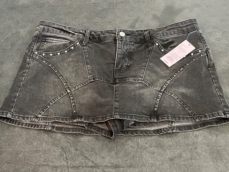 View 2 of (L) Women's Studded Western Micro Mini Skort - Wild Fable Black Wash L