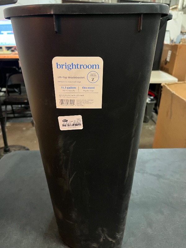 View 3 of 11.3gal Lift Top Waste Basket Black - Brightroom™: Kitchen Trash Can, Fingerprint-Resistant, Indoor Trash Bin
