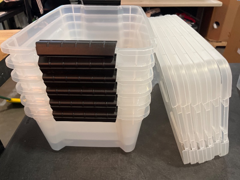 Photo 1 of Ggbin 22 Quart Plastic Storage Box with Lid, 6 Pack Latching Container Bins
