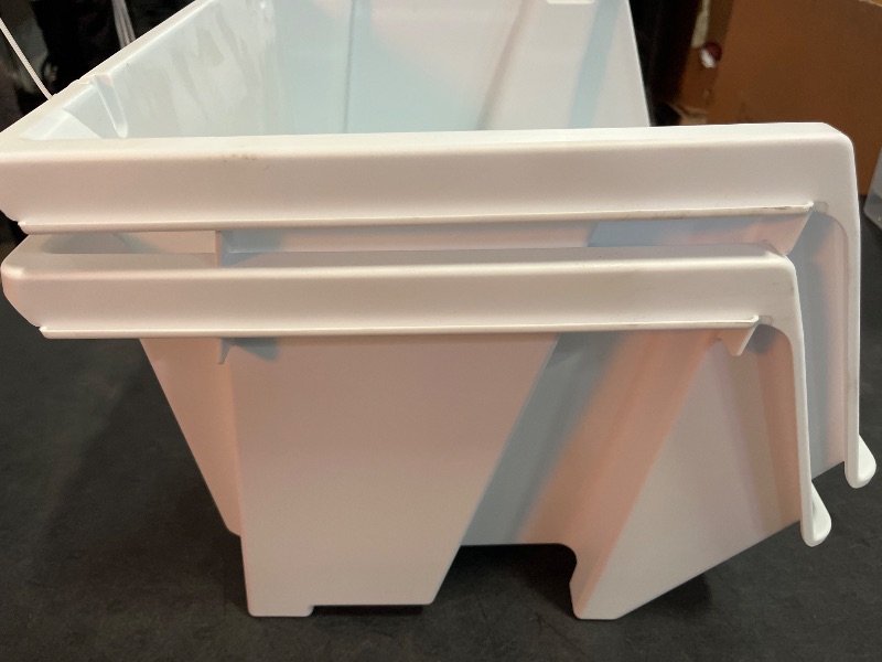 Photo 1 of 2pk Large Open Font Stackable White Bins