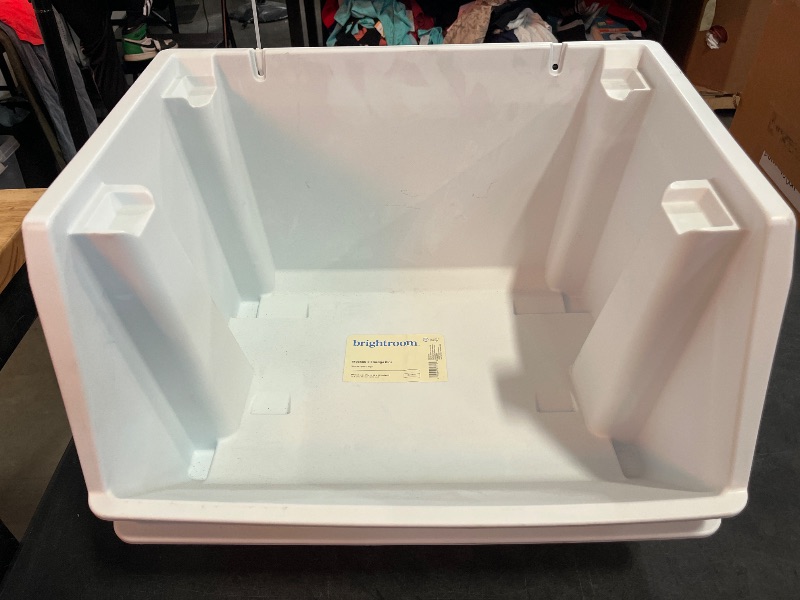 Photo 1 of 2pk Large Open Font Stackable White Bins