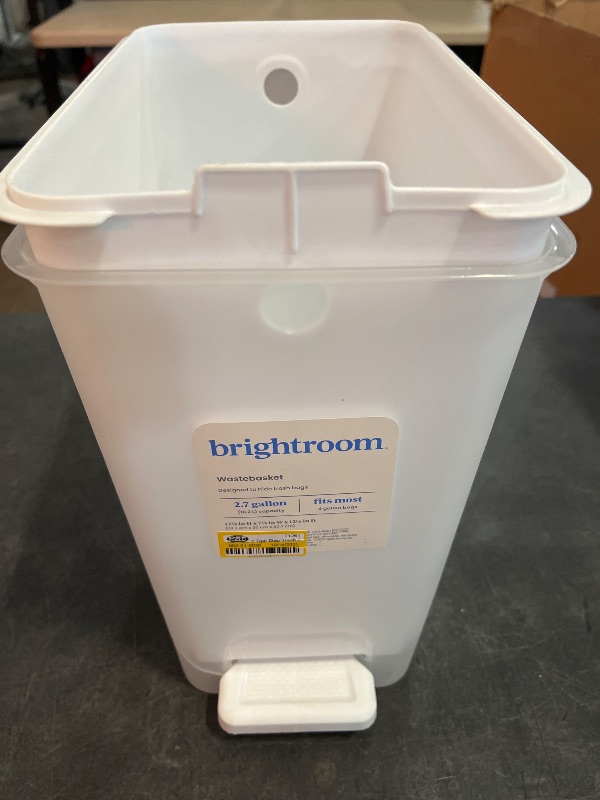 Photo 1 of 2.7Gal Step Trash Can Clear - Brightroom : Small Pedal - Operated Lid, Bathroom Garbage , Indoor Rectangle , Textured Plastic 