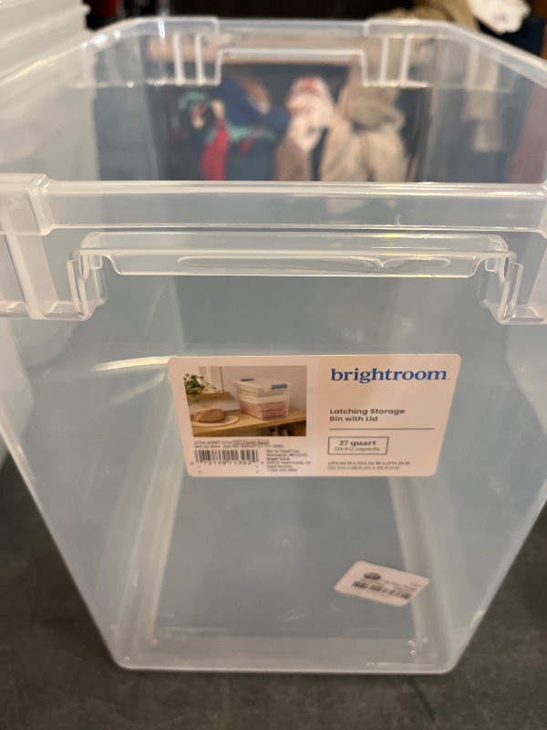 View 3 of *Missing Lid and Latches** 27qt Deep Storage Bin Clear with Latches - Brightroom™
