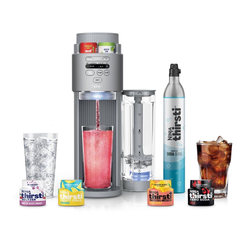 Photo 1 of *Missing Starter Flavors**
Ninja Thirsti Max Custom Hydration System Silver WC2002: Soda Maker, 60L Cartridge, Dishwasher-Safe, Thirsti Pods Compatible
