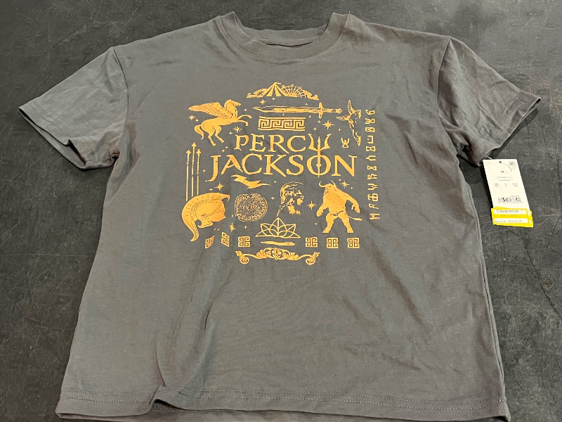 Photo 1 of (M) Boys' Percy Jackson Short Sleeve Oversized Graphic T-Shirt - Gray M
